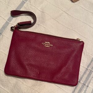 Coach Burgundy Leather Wristlet